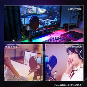 USB Microphone RGB | Microfone Condensador Wire Gaming Mic for Podcast Recording Studio Streaming