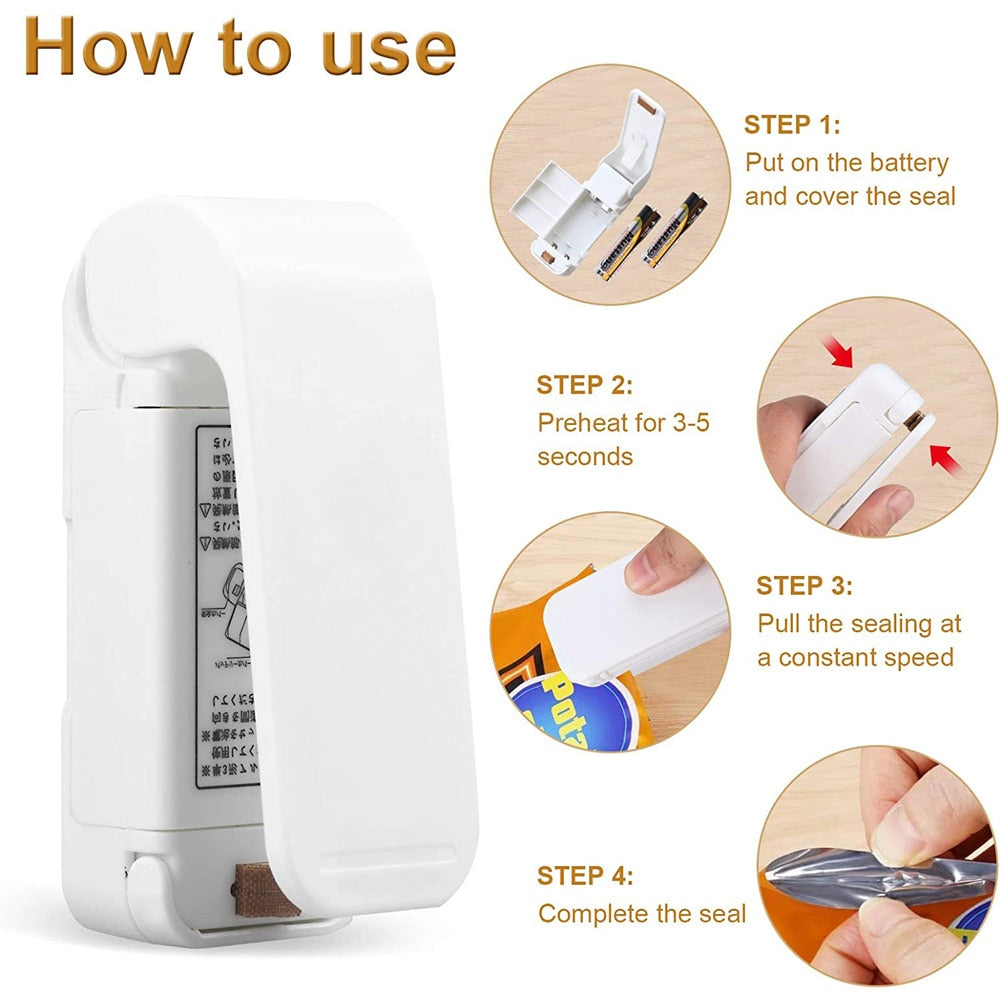 Mini Bag Sealer | 2 in 1 Portable  Sealer and Cutter for Plastic Bags