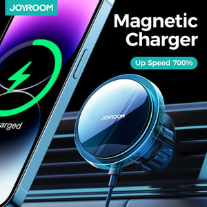 Magnetic Car Phone Holder & Wireless Charger | iPhone 14 13 12 Pro Max Fast Charging With Blue Light