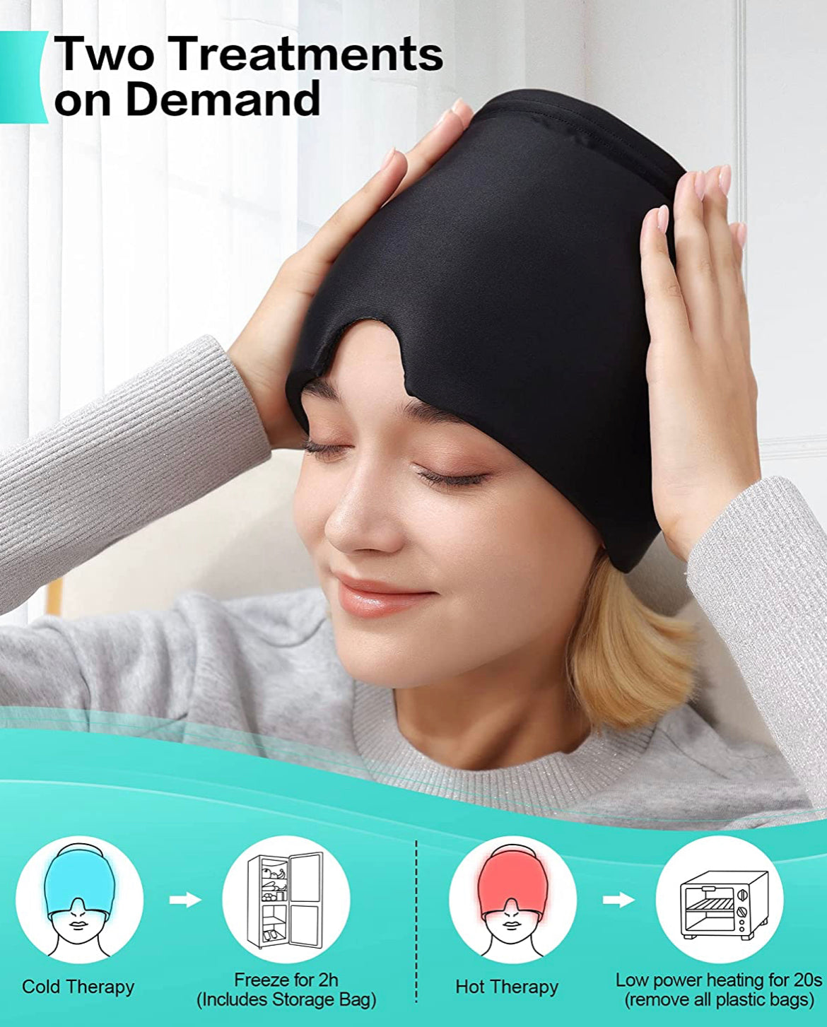 Migraine Relief Cap | Form Fitting Ice Gel Cold Compress