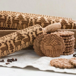 Load image into Gallery viewer, Christmas Embossed Rolling Pin
